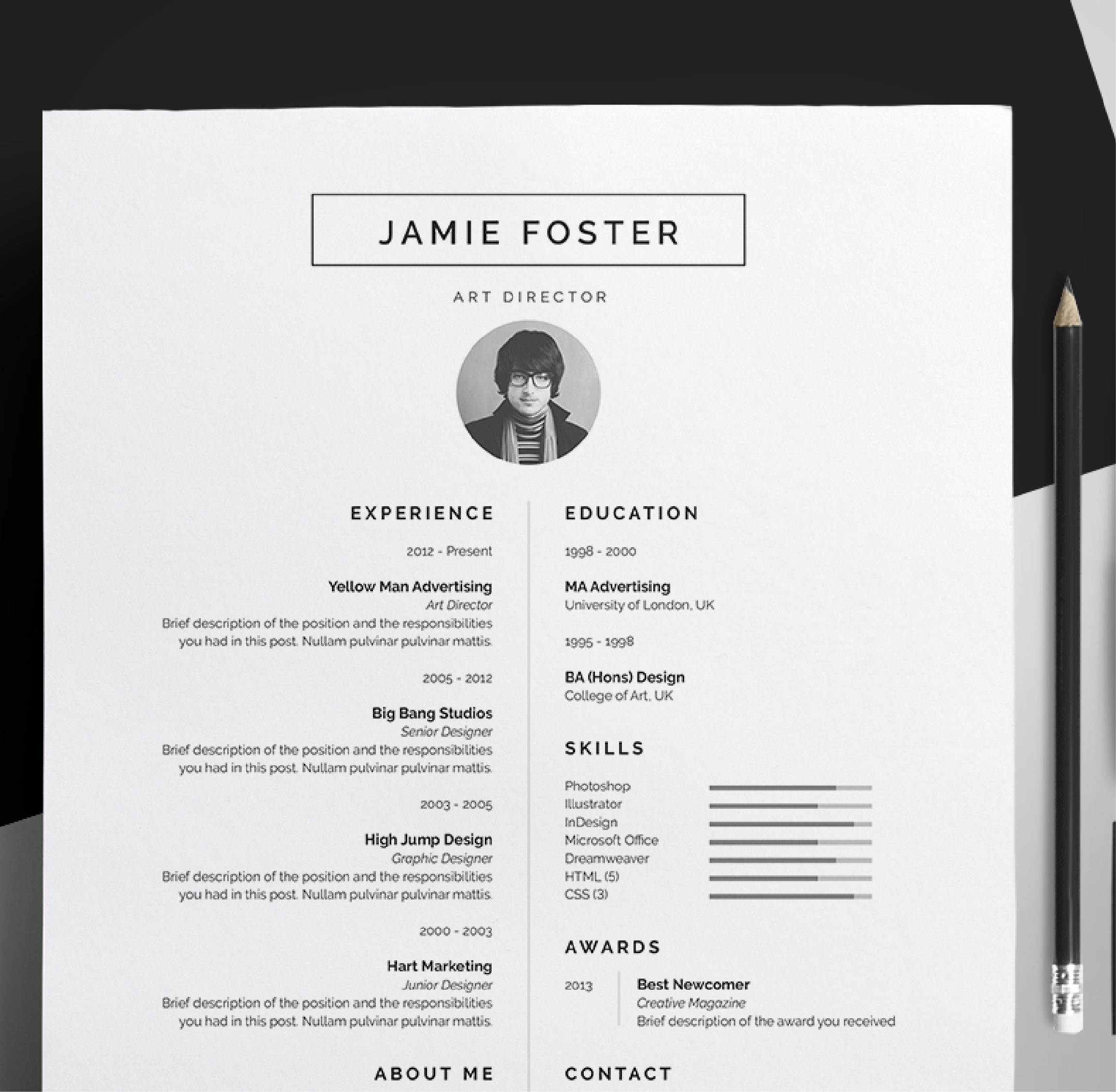 A sample CV design layout 
                                                            showcasing clean formatting and professional styling.
